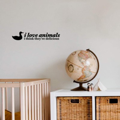 SnappyVinyl 29 cm I Love Animals Wall Decals, Easy to Apply Self Adhesive Sticker(Pack of 1)