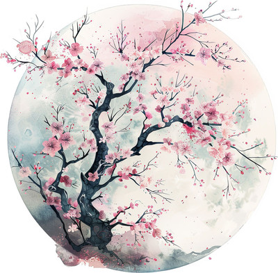 SoFFXia 18 inch Cherry Blossoms Sakura Decorative Wall Sticker for Living Room EDD_WS_16973 Self Adhesive Sticker(Pack of 1)