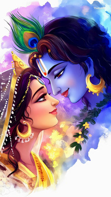 swaroopa 16.5 inch Shri krishna Radha Sticker Self Adhesive Sticker(Pack of 1)
