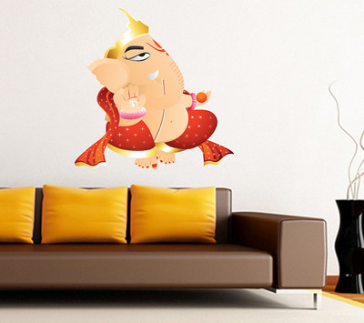 Wallme 55 cm The King Ganesha | Non-Reusable Stickers Self Adhesive Sticker(Pack of 1)