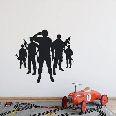 SnappyVinyl 42 cm army soldier fighter military Self Adhesive Sticker(Pack of 1)
