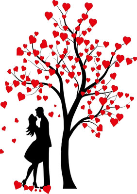 Dumdic 30 cm Love Tree A4 Strong Self Adhesive Sticker(Pack of 1)