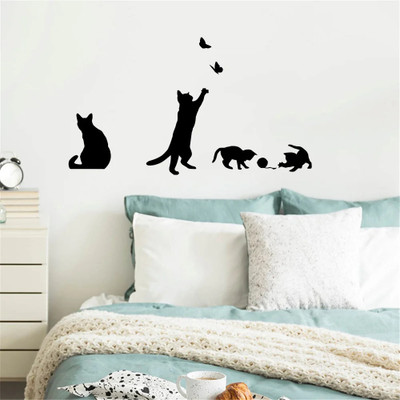 SnappyVinyl 57 cm Cat playing Self Adhesive Sticker(Pack of 1)