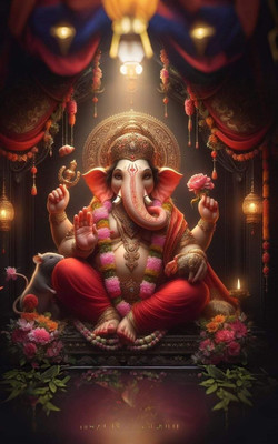 Khetal 16.5 inch Ganesh ji A3 size non tearable sticker Self Adhesive Sticker(Pack of 1)