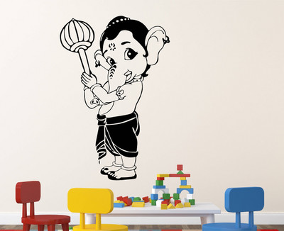 fuzzy 70 cm Sree Ganesh Self Adhesive Sticker(Pack of 1)