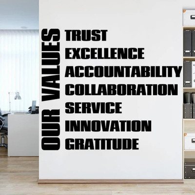 SnappyVinyl 56 cm Company Office Office Values Inspirational Quote Self Adhesive Sticker(Pack of 1)