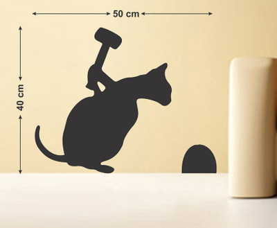 SnappyVinyl 50 cm Cat wall Self Adhesive Sticker(Pack of 1)