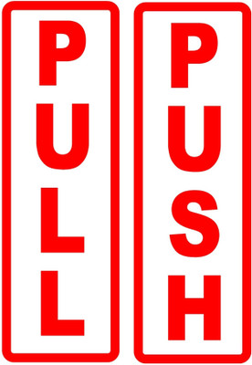 Printlive 15 cm Push Pull Door Red Self Adhesive Sticker(Pack of 1)