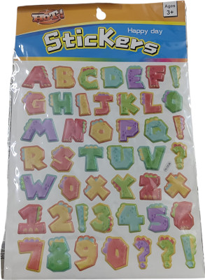MOREL 2 inch 3D A to Z Alphabet Sticker and 1 to 3 Number Reusable Sticker(Pack of 1)
