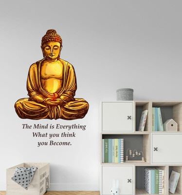 Flipkart SmartBuy 58 cm Buddha with Quotation Wall Sticker Size- 58 cm x 55 cm Self Adhesive Sticker(Pack of 1)