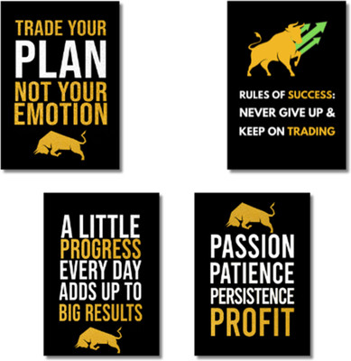 MARPAXS 29 cm Stockmarket Motivation Poster Trading Sharemarket Stickers Tradingsetup Sticker Self Adhesive Sticker(Pack of 4)