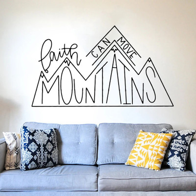 SnappyVinyl 70 cm Large Faith Can Move Mountains Christia Self Adhesive Sticker(Pack of 1)