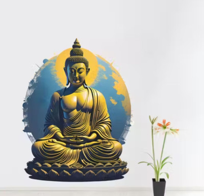 Riditcreation 50 cm Lord Buddha Self Adhesive Sticker(Pack of 1)