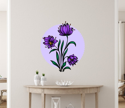 Design Decor 45 cm Transform Your Walls with Colorful and Delicate Flower Stickers Self Adhesive Sticker(Pack of 1)