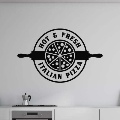 SnappyVinyl 33 cm Fresh Italian Pizza Pizzeria Tasty Self Adhesive Sticker(Pack of 1)