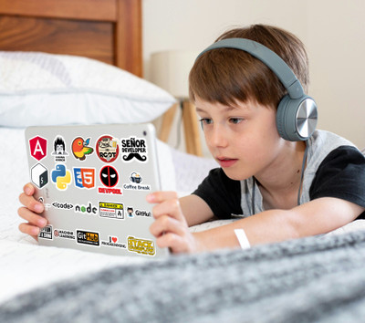 SoFFXia 5.5 cm Programmer Sticker Coder, Developer for Laptop, Journal, Guitar, Mobile, Books Non-Reusable Sticker(Pack of 45)