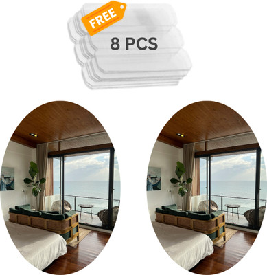 KASHTABHAN 30 cm Oval Shape Magic Mirror Sticker – for Home & Bathroom Décor Double-sided Sticker(Pack of 2)