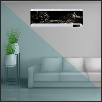 Vijaya enterprises 35.56 cm Golden butterfly ac sticker air conditioner sticker size (36x14 inch) Self Adhesive Sticker(Pack of 1)