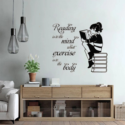 SnappyVinyl 42 cm Girl Reading Book Self Adhesive Sticker(Pack of 1)