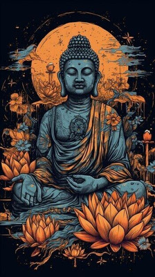 swaroopa 16.5 inch buddha sticker Self Adhesive Sticker(Pack of 1)