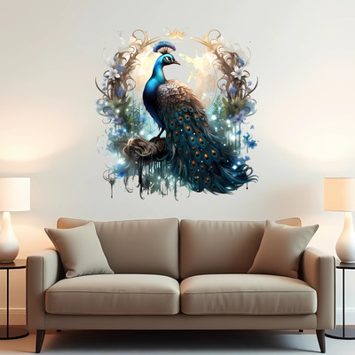 WallBiirds 60 cm Beautiful Peacock Wall Sticker Home Decoration Self Adhesive Sticker(Pack of 1)