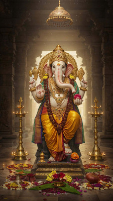 swaroopa 16.5 inch Shri Ganesh A3 size non tearable sticker Self Adhesive Sticker(Pack of 1)