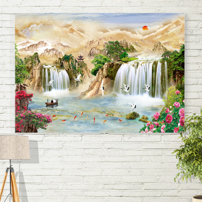 Bnezz 100 cm Wallpaper For Walls Waterfall-2Pc Wall Stickers For Bedroom Wall Posters Big Self Adhesive Sticker(Pack of 2)