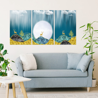 Bnezz 100 cm Wallpaper For Walls Raining Deer Wall Stickers For Bedroom Wall Posters Big Size Self Adhesive Sticker(Pack of 3)
