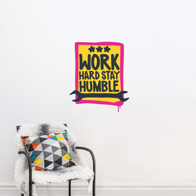 VCREATE DECOR 58 cm Work Hard Stay Humble Quotes Wall Sticker And Decal Self Adhesive Sticker(Pack of 1)