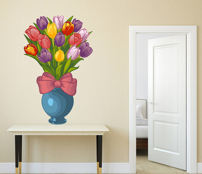 Wallzone 70 cm Flower Pot Removable Sticker(Pack of 1)