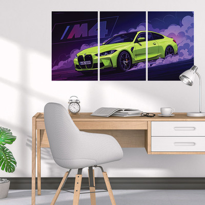Flexora 18 inch BMW M4 Self Adhesive Sticker(Pack of 3)