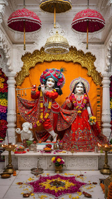 swaroopa 16.5 inch Radha Krishna sticker Self Adhesive Sticker(Pack of 1)