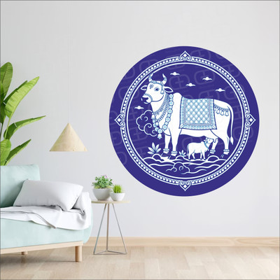 decorplusdecal 18 inch kamdhenu cow sticker indian 45x45 cm Self Adhesive Sticker(Pack of 1)