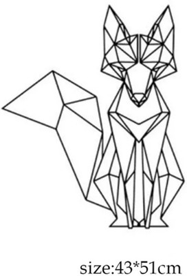 SnappyVinyl 30 cm Geometric Abstract Line Fox Self Adhesive Sticker(Pack of 1)