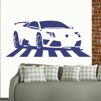 walkart 2.54 cm crossing of a car in zebra cross road as in your room Removable Sticker(Pack of 1)