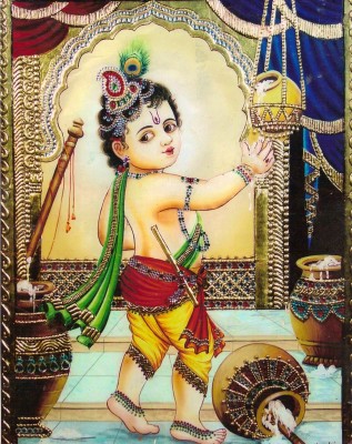 Online Collection 30.48 cm god krishna Sticker , radha krishna Poster, (18 inch X 12 inch, Rolled) Non-Reusable Sticker(Pack of 1)