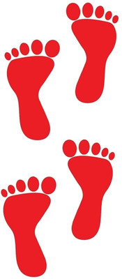 Good Think 14.7 cm Shree Laxmi Charan Foot Print Wall Sticker For Bed Room,Living Room,Office Glow in the Dark Sticker(Pack of 4)