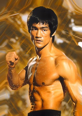 Dumdic 30 cm Action Of Bruce Lee Still A4 Strong Self Adhesive Sticker(Pack of 1)