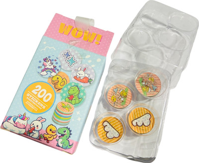 MOREL 2 inch 200 Stickers Random Design for Velcro Stamp Non-Reusable Sticker(Pack of 1)