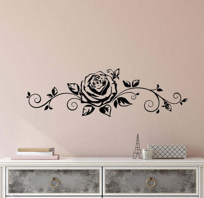 SnappyVinyl 15 cm Flower Branch Rose Bud Self Adhesive Sticker(Pack of 1)