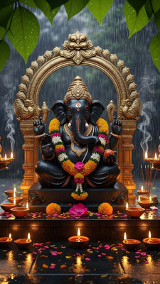 swaroopa 16.5 inch Lord Ganesha Sticker Self Adhesive Sticker(Pack of 1)