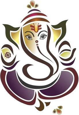 Asmi Collections 40 cm Beautiful Floral God Ganesha Self Adhesive Sticker(Pack of 1)