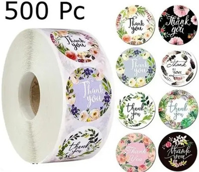 Posh store 2.5 cm Thank You Stickers for Kids, Cute DIY Stickers ( 500 Pcs ) Self Adhesive Sticker(Pack of 1)