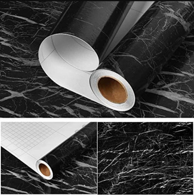 EVANSHIIIMPEX Vinyl Abstract Black Wallpaper(L x W: 60 cm x 200 cm)