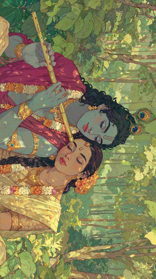 swaroopa 16.5 inch Shri krishna Radha Sticker Self Adhesive Sticker(Pack of 1)