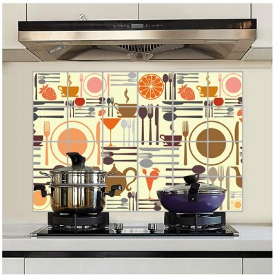 JAAMSO ROYALS 90 inch Multicolor Oil Proof Waterproof Self Adhesive Kitchen Wall Sticker (60CM X 90CM) Self Adhesive Sticker(Pack of 1)