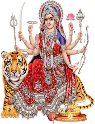 Masstone 50 cm Goddess Ma Durga Religious Wall Sticker Self Adhesive Sticker(Pack of 1)