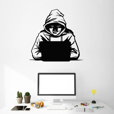 SnappyVinyl 43 cm Hacker Self Adhesive Sticker(Pack of 1)