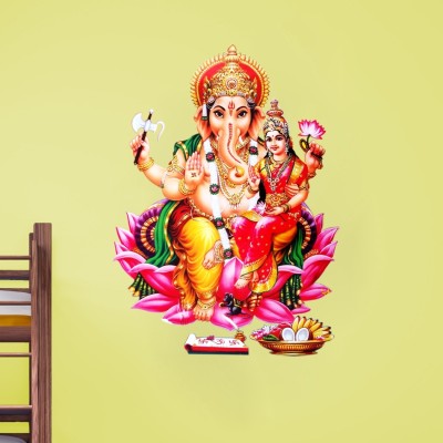 Divine Printry 56 cm Size, God of Ganesh ji Design Wall Self Adhesive Sticker(Pack of 1)