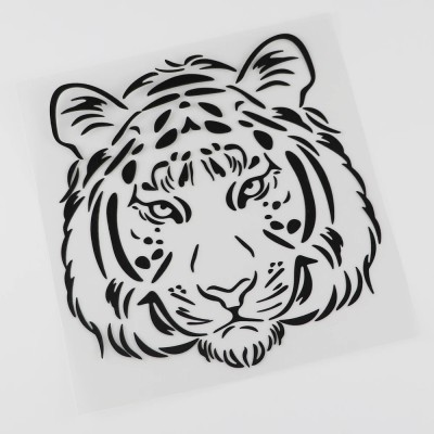 SnappyVinyl 25 cm Personality Ferocious Tiger Head Self Adhesive Sticker(Pack of 1)